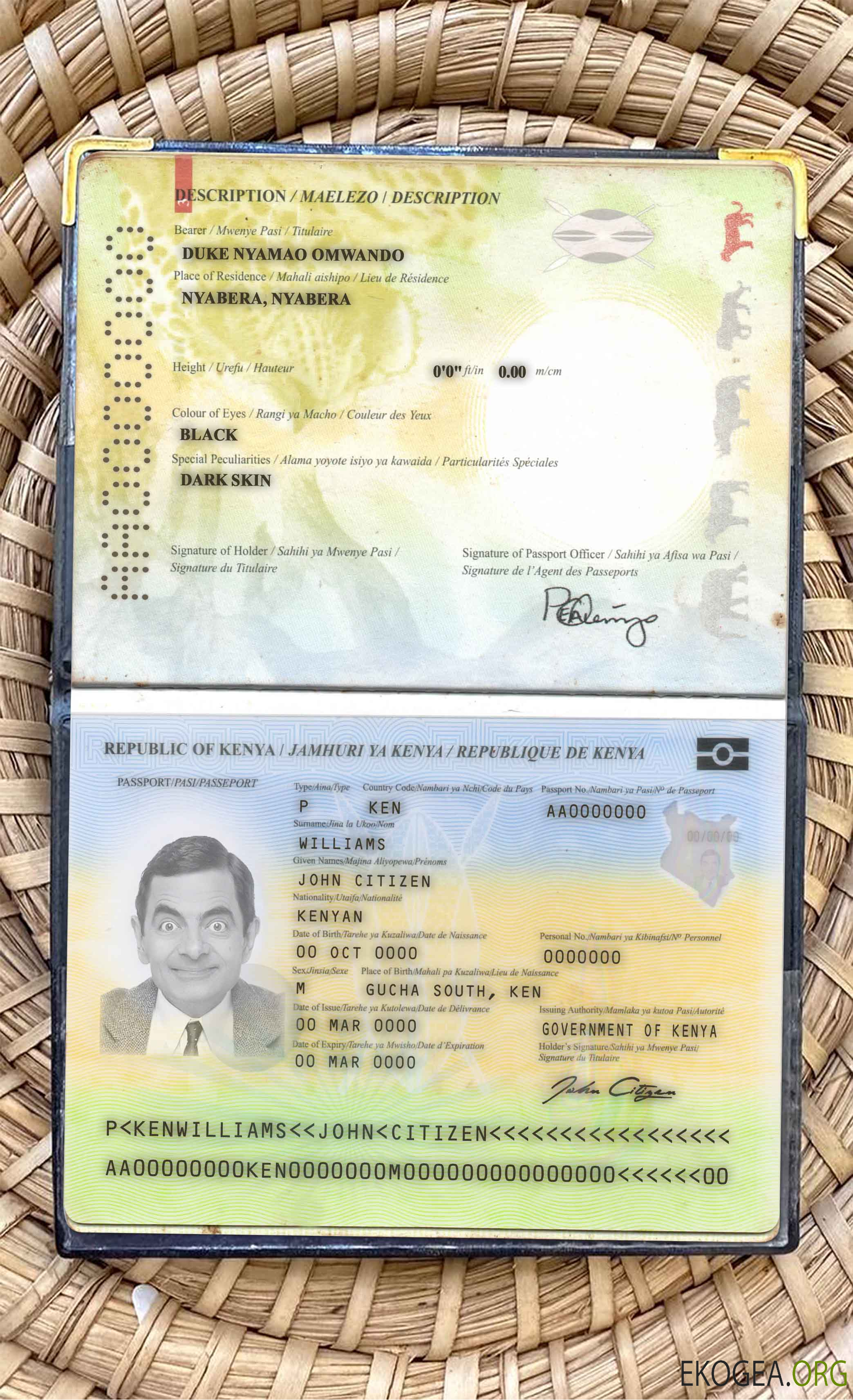 Aperçu de la photo du passeport du Kenya (2017 présent)